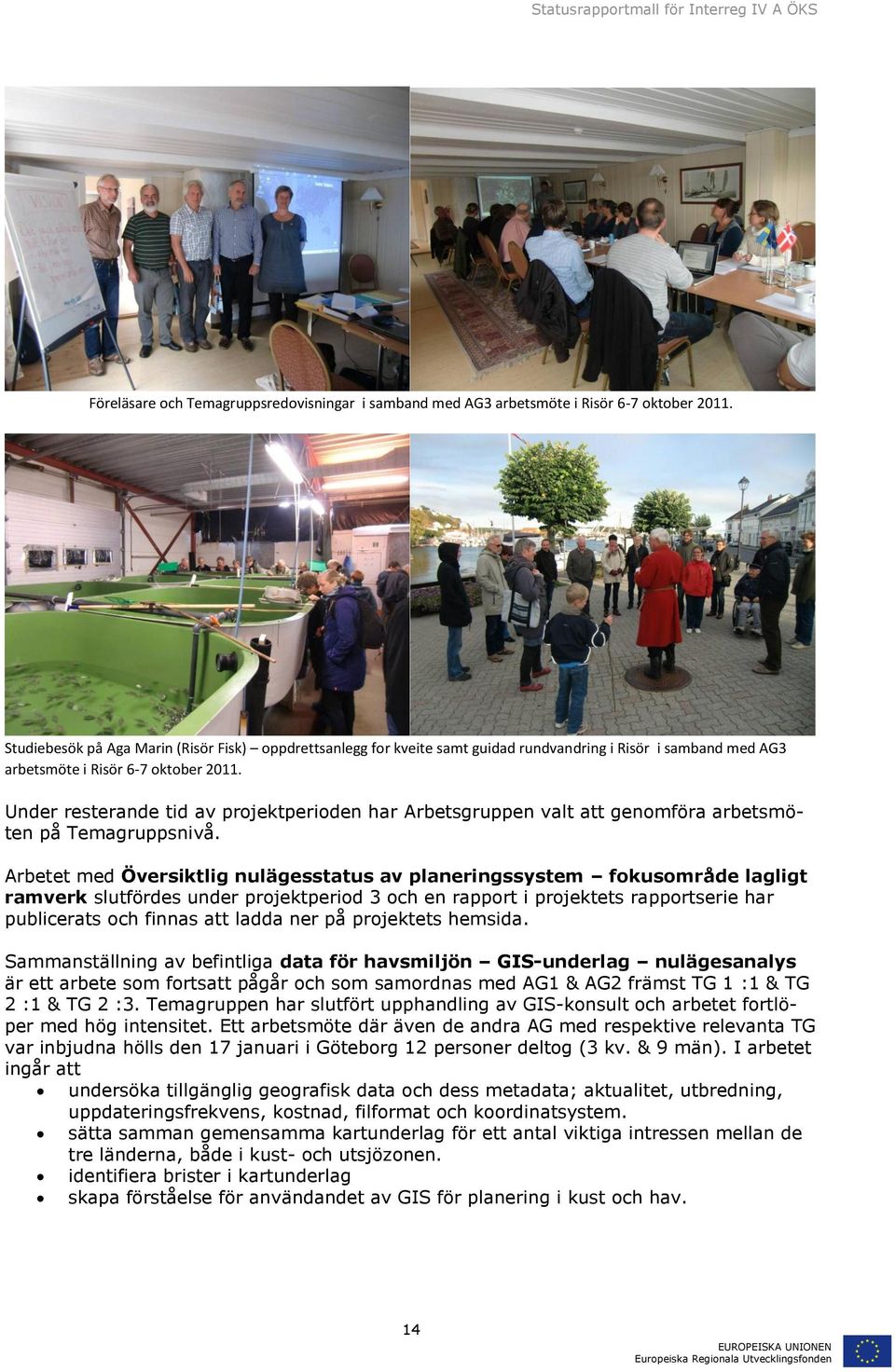 Under resterande tid av projektperioden har Arbetsgruppen valt att genomföra arbetsmöten på Temagruppsnivå.