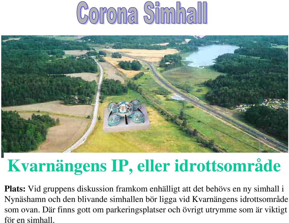 blivande simhallen bör ligga vid Kvarnängens idrottsområde som ovan.