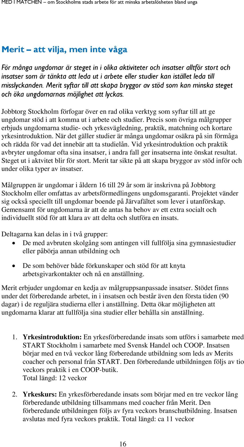 Jobbtorg Stockholm förfogar över en rad olika verktyg som syftar till att ge ungdomar stöd i att komma ut i arbete och studier.