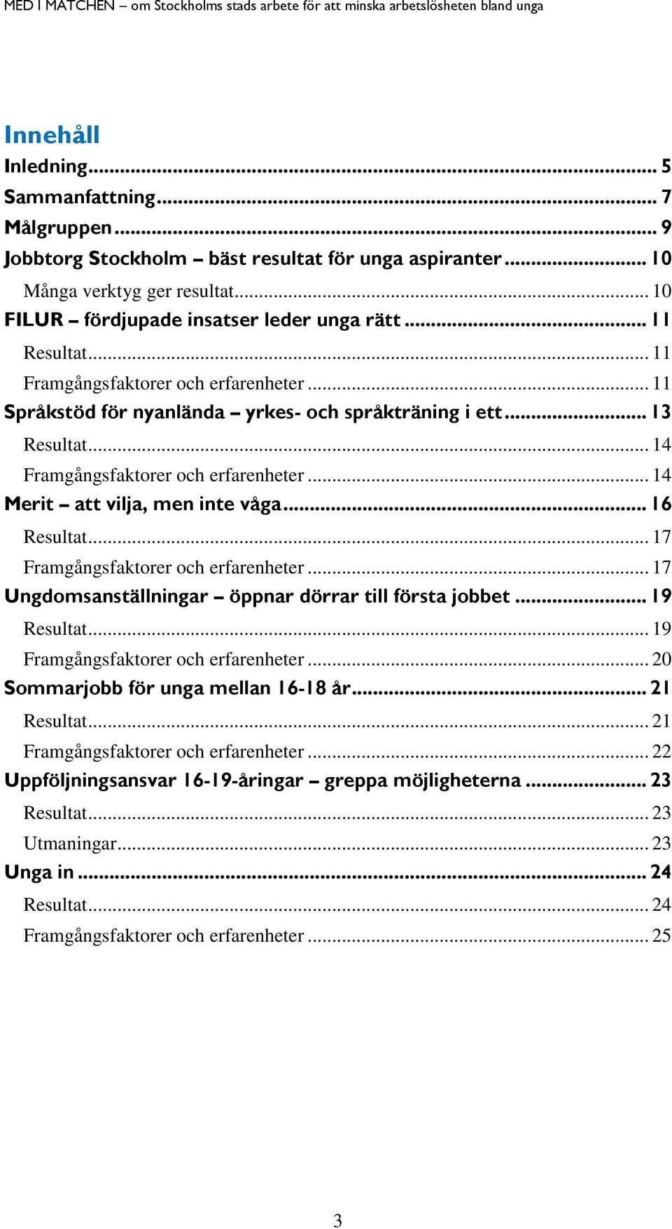 .. 14 Merit att vilja, men inte våga... 16 Resultat... 17 Framgångsfaktorer och erfarenheter... 17 Ungdomsanställningar öppnar dörrar till första jobbet... 19 Resultat.