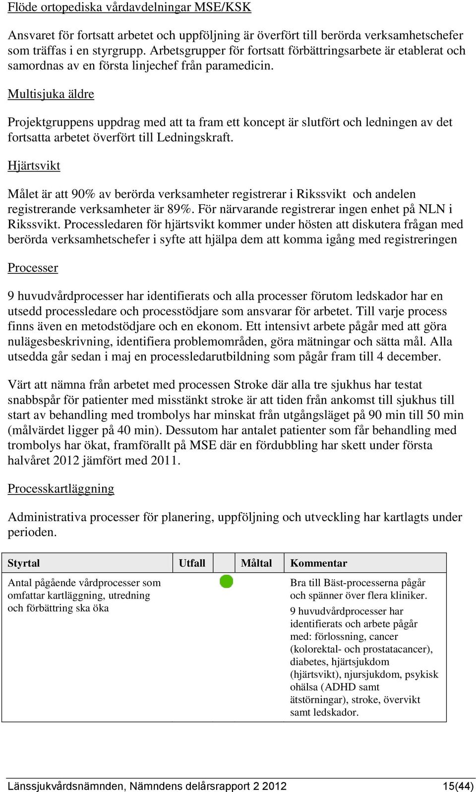 Multisjuka äldre Projektgruppens uppdrag med att ta fram ett koncept är slutfört och ledningen av det fortsatta arbetet överfört till Ledningskraft.