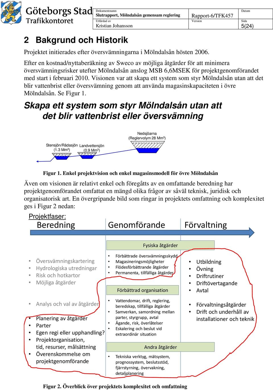 Visionen var att skapa ett system som styr Mölndalsån utan att det blir vattenbrist eller översvämning genom att använda magasinskapaciteten i övre Mölndalsån. Se Figur 1.