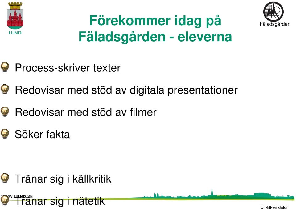 presentationer Redovisar med stöd av filmer
