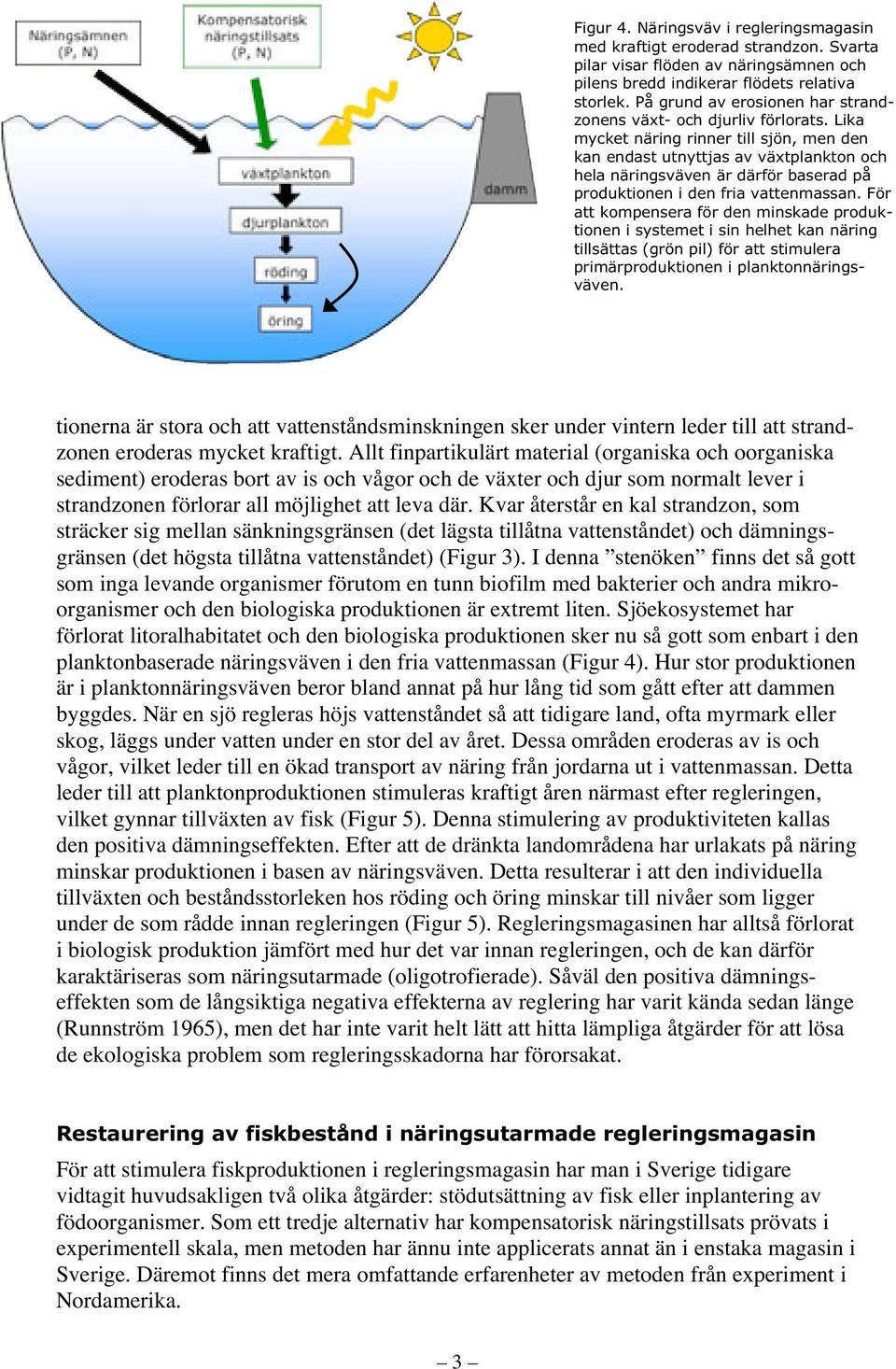 Lika mycket näring rinner till sjön, men den kan endast utnyttjas av växtplankton och hela näringsväven är därför baserad på produktionen i den fria vattenmassan.