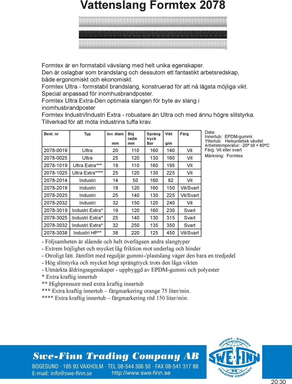 Fortex Ultra Extra-Den optiala slangen för byte av slang i inohusbrandposter Fortex Industri/Industri Extra - robustare än Ultra och ed ännu högre slitstyrka.