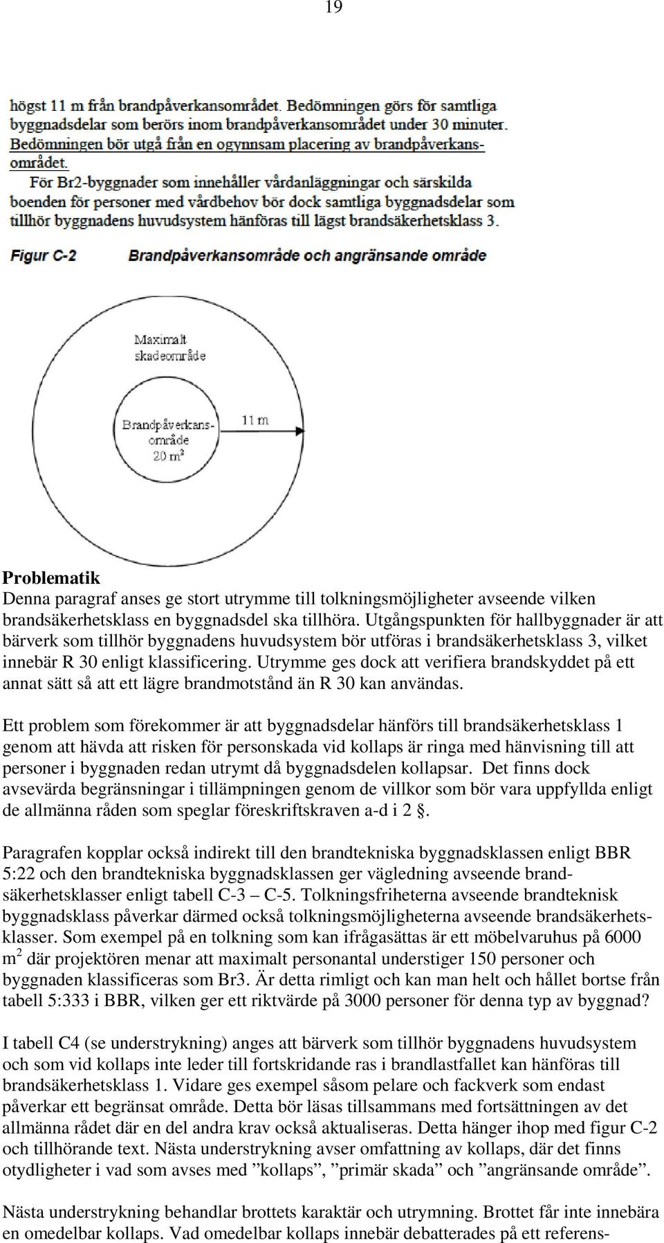 Utrymme ges dock att verifiera brandskyddet på ett annat sätt så att ett lägre brandmotstånd än R 30 kan användas.