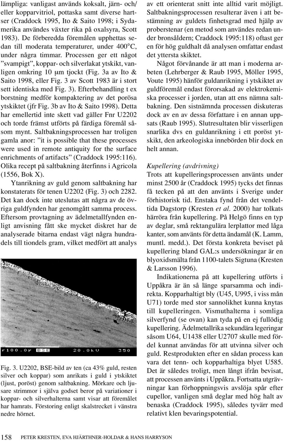 Processen ger ett något svampigt, koppar- och silverlakat ytskikt, vanligen omkring 10 µm tjockt (Fig. 3a av Ito & Saito 1998, eller Fig. 3 av Scott 1983 är i stort sett identiska med Fig. 3).