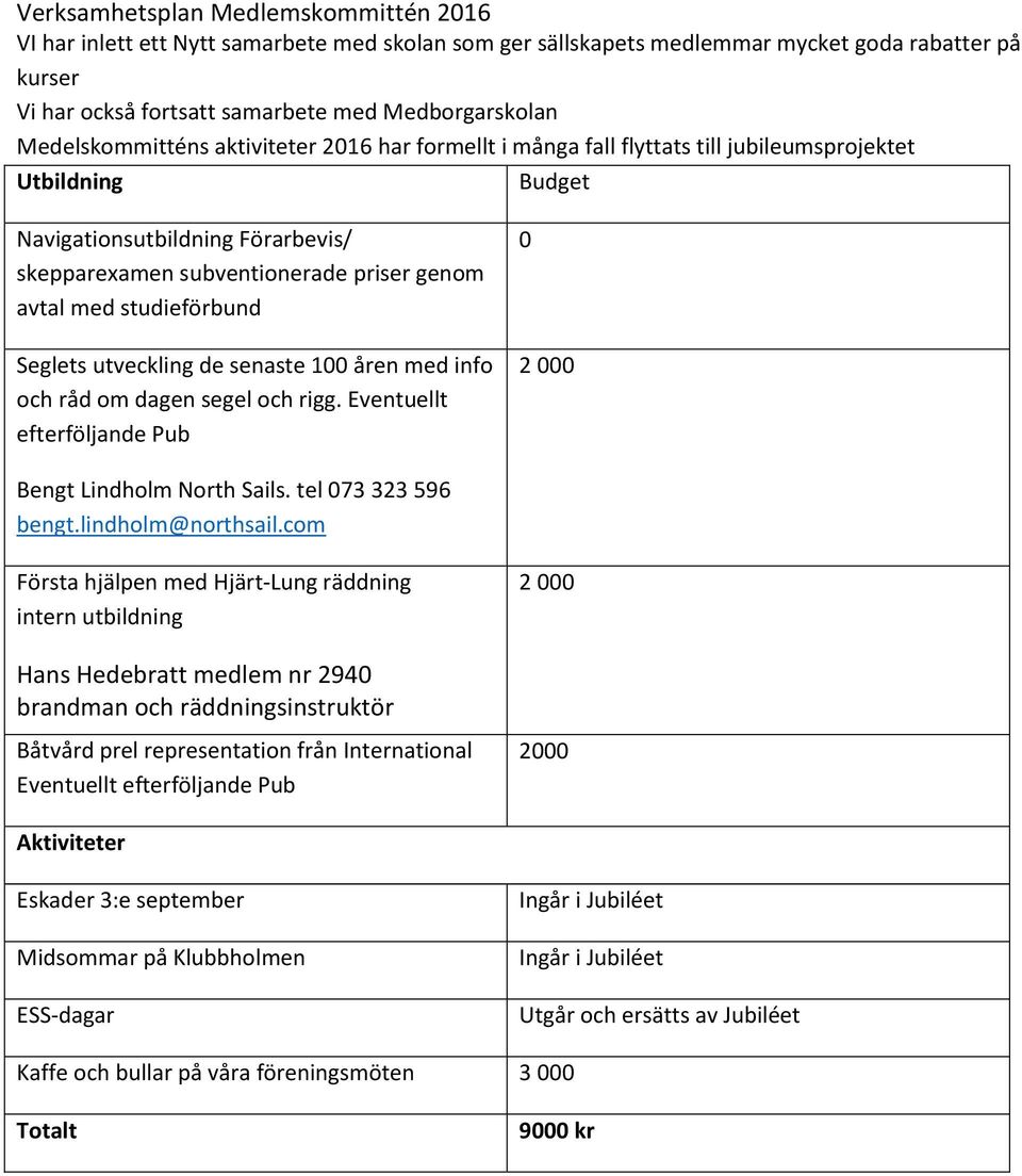 studieförbund Seglets utveckling de senaste 100 åren med info och råd om dagen segel och rigg. Eventuellt efterföljande Pub 0 2 000 Bengt Lindholm North Sails. tel 073 323 596 bengt.