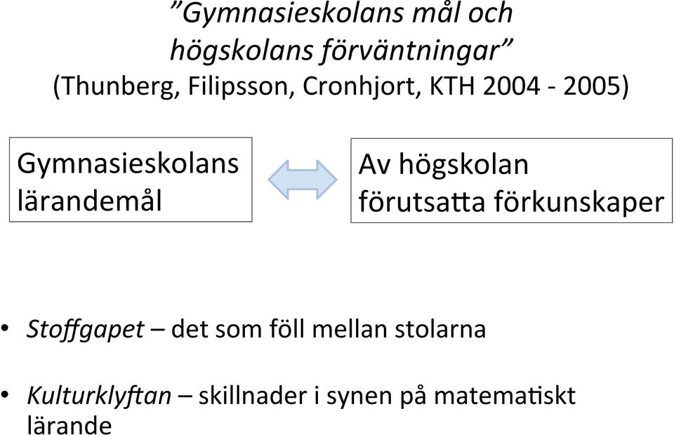 Av högskolan förutsa9a förkunskaper Stoffgapet det som föll