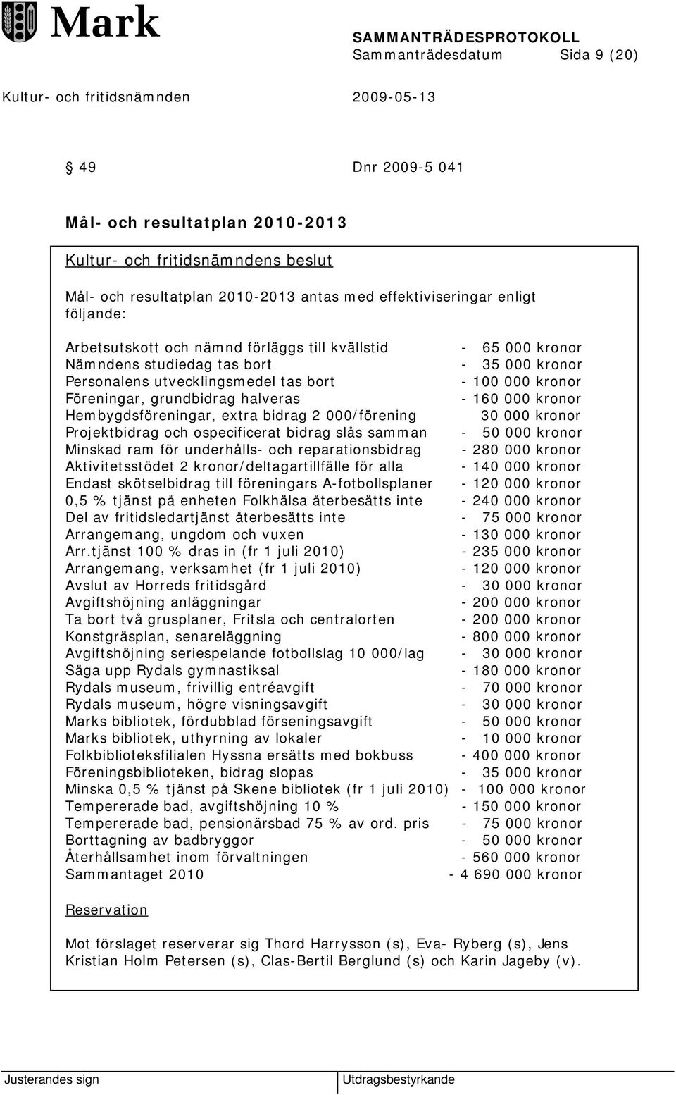 extra bidrag 2 000/förening 30 000 kronor Projektbidrag och ospecificerat bidrag slås samman - 50 000 kronor Minskad ram för underhålls- och reparationsbidrag - 280 000 kronor Aktivitetsstödet 2