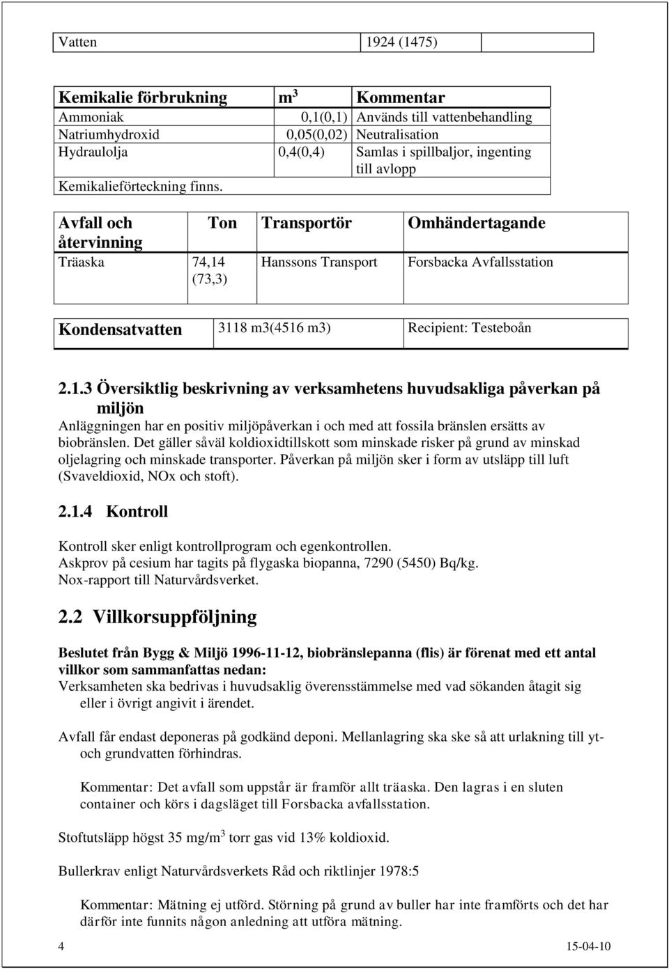 Avfall och återvinning Träaska 74,14