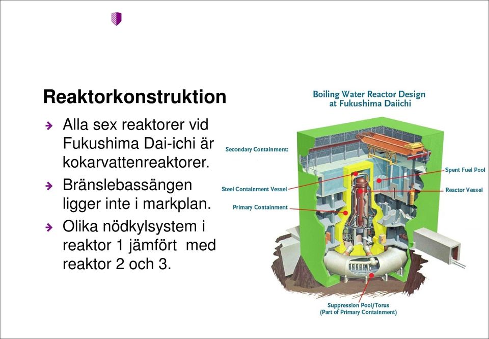 Bränslebassängen ligger inte i markplan.