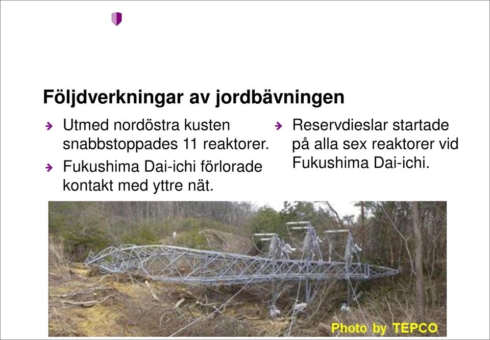 Fukushima Dai-ichi förlorade kontakt med yttre nät.