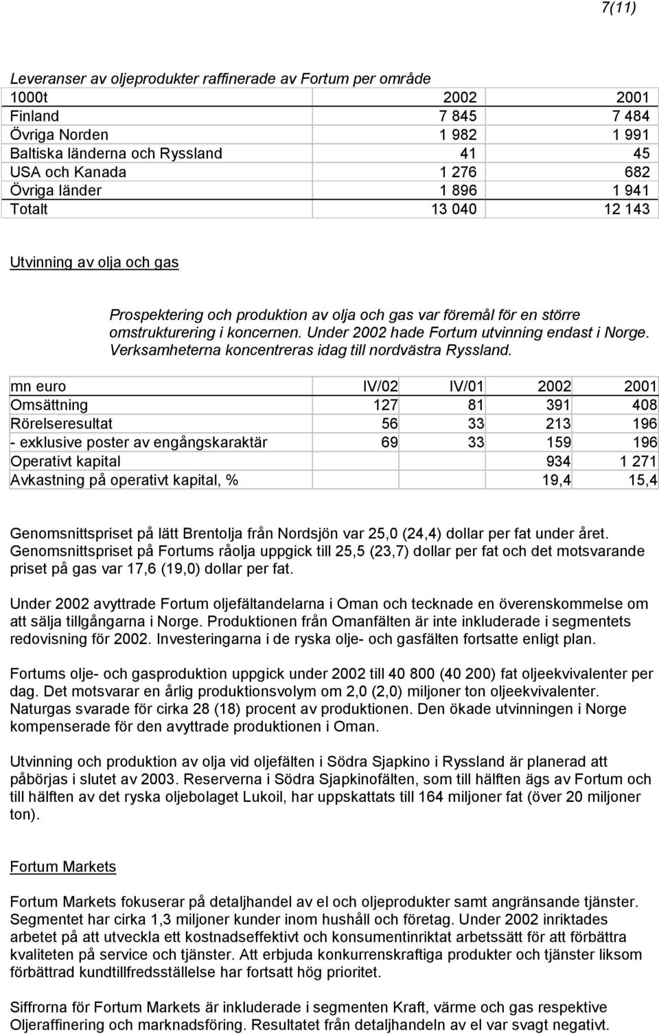 Under 2002 hade Fortum utvinning endast i Norge. Verksamheterna koncentreras idag till nordvästra Ryssland.