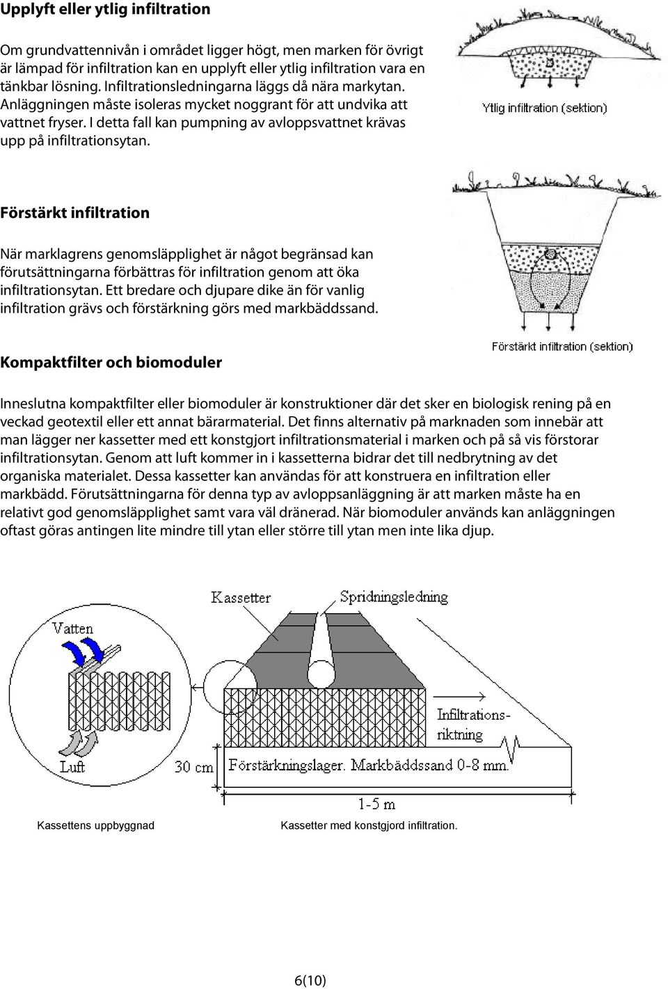 I detta fall kan pumpning av avloppsvattnet krävas upp på infiltrationsytan.