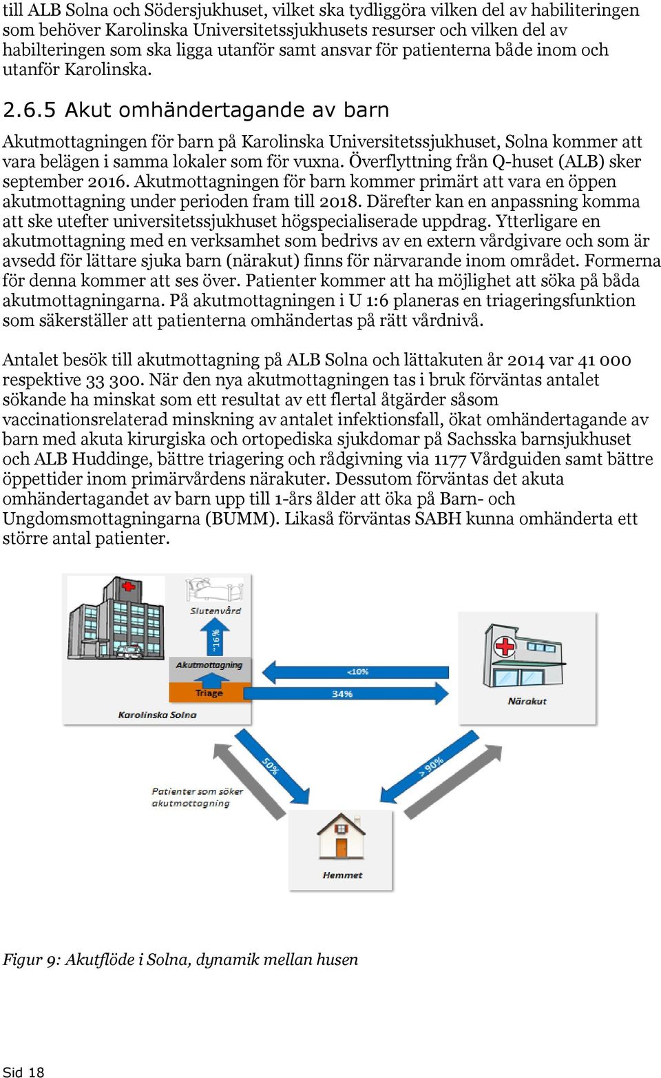 5 Akut omhändertagande av barn Akutmottagningen för barn på Karolinska Universitetssjukhuset, Solna kommer att vara belägen i samma lokaler som för vuxna.