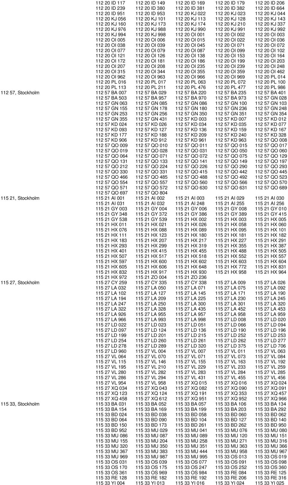 KJ 991 112 20 KJ 992 112 20 KJ 994 112 20 KJ 998 112 20 OI 001 112 20 OI 002 112 20 OI 003 112 20 OI 005 112 20 OI 006 112 20 OI 015 112 20 OI 022 112 20 OI 036 112 20 OI 038 112 20 OI 039 112 20 OI