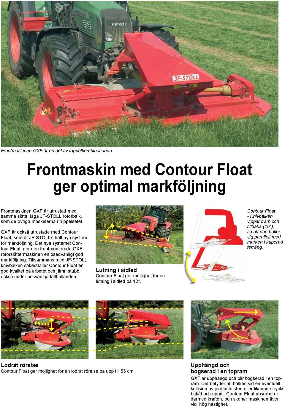 GXF är också utrustade med Contour Float, som är JF-STOLL s helt nya system för markföljning.