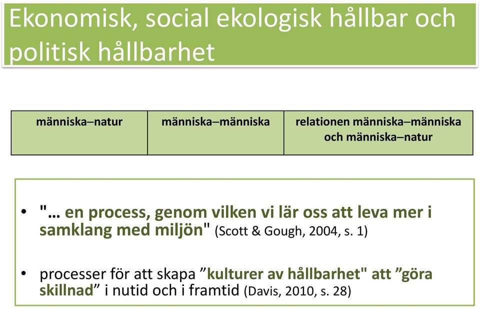 lär oss att leva mer i samklang med miljön" (Scott & Gough, 2004, s.