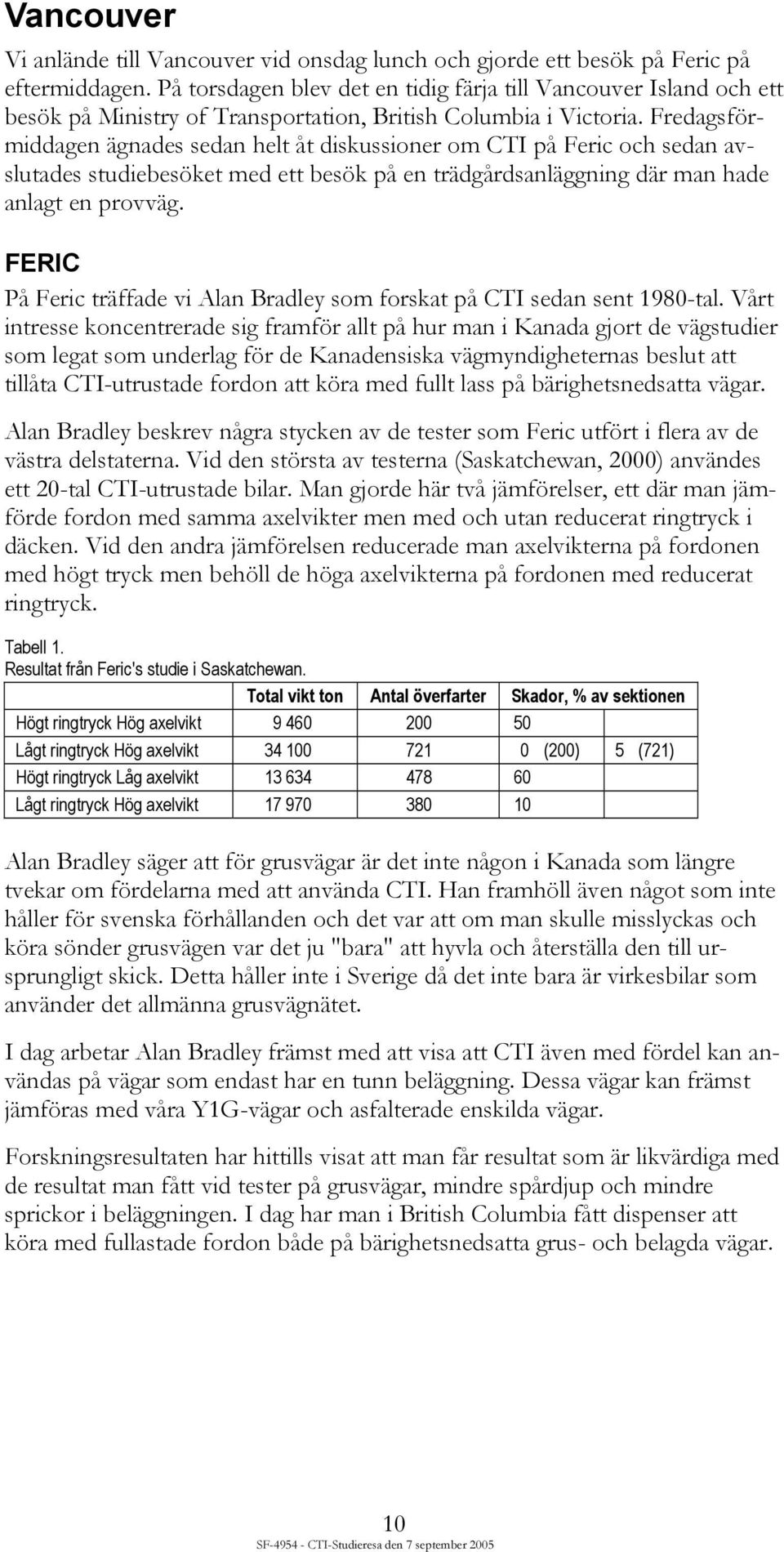 Fredagsförmiddagen ägnades sedan helt åt diskussioner om CTI på Feric och sedan avslutades studiebesöket med ett besök på en trädgårdsanläggning där man hade anlagt en provväg.