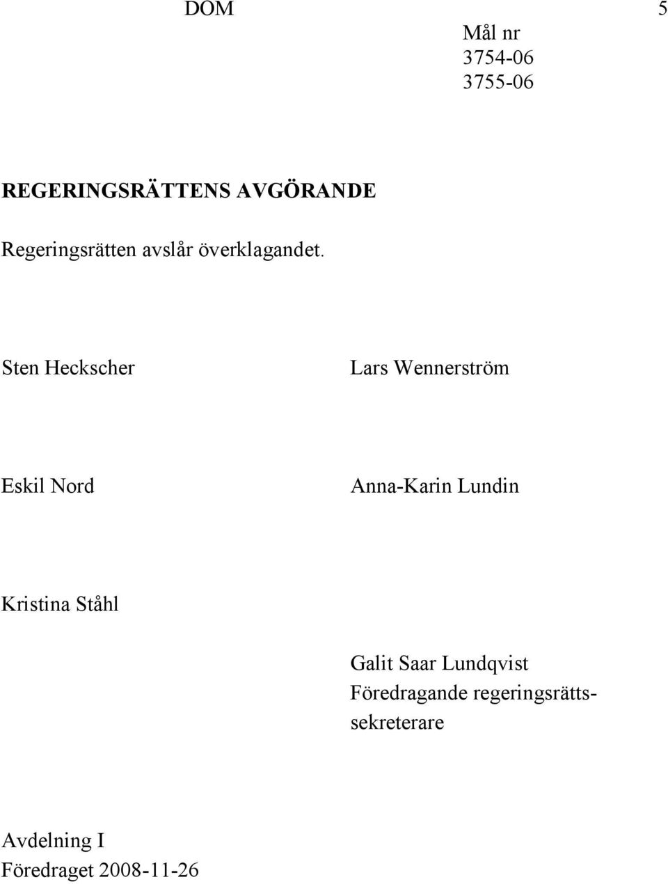 Sten Heckscher Lars Wennerström Eskil Nord Anna-Karin