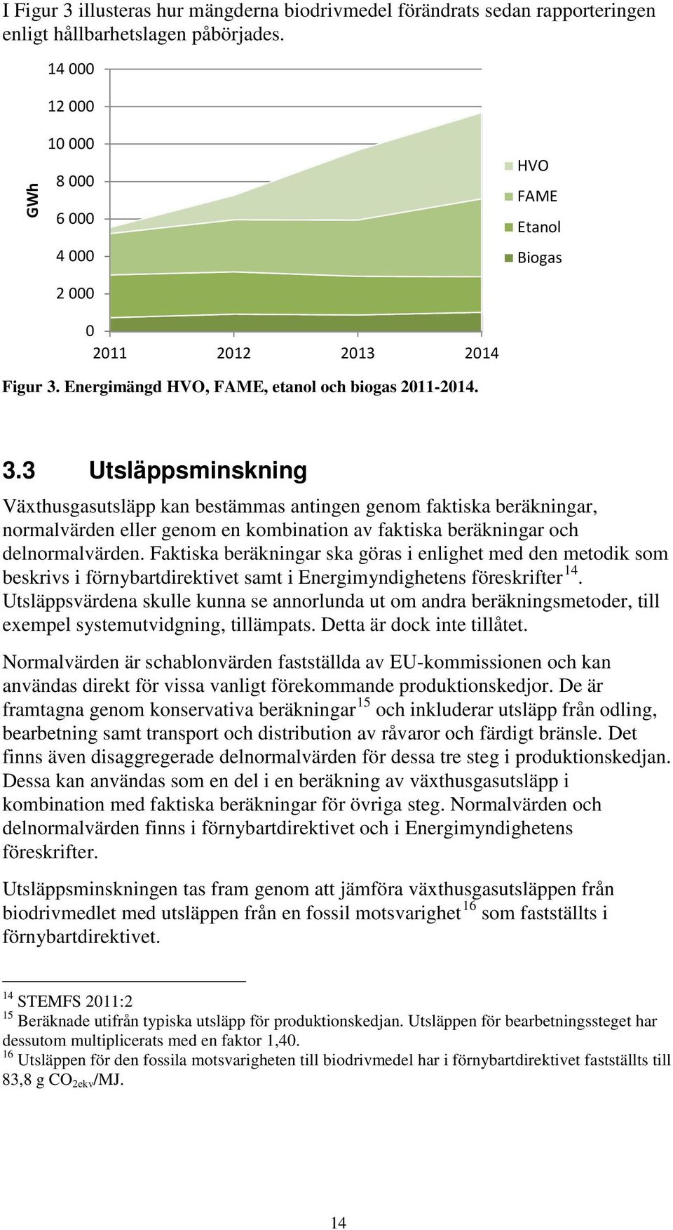 Energimängd HVO, FAME, etanol och biogas 2011-2014. 3.