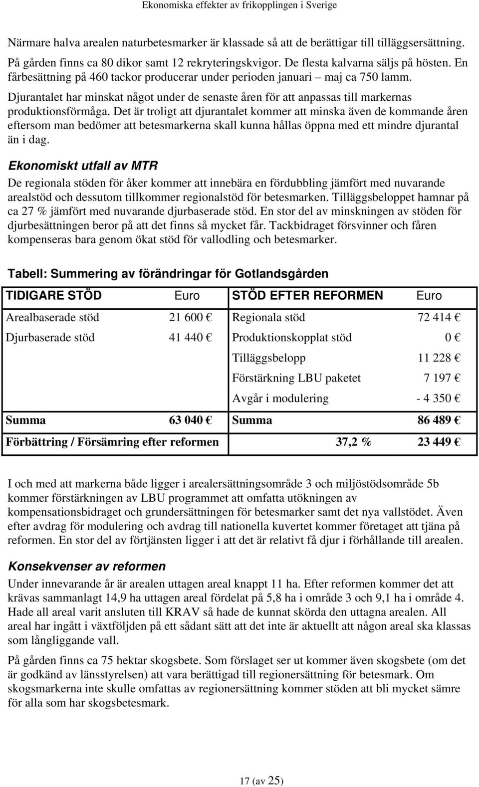 Det är troligt att djurantalet kommer att minska även de kommande åren eftersom man bedömer att betesmarkerna skall kunna hållas öppna med ett mindre djurantal än i dag.