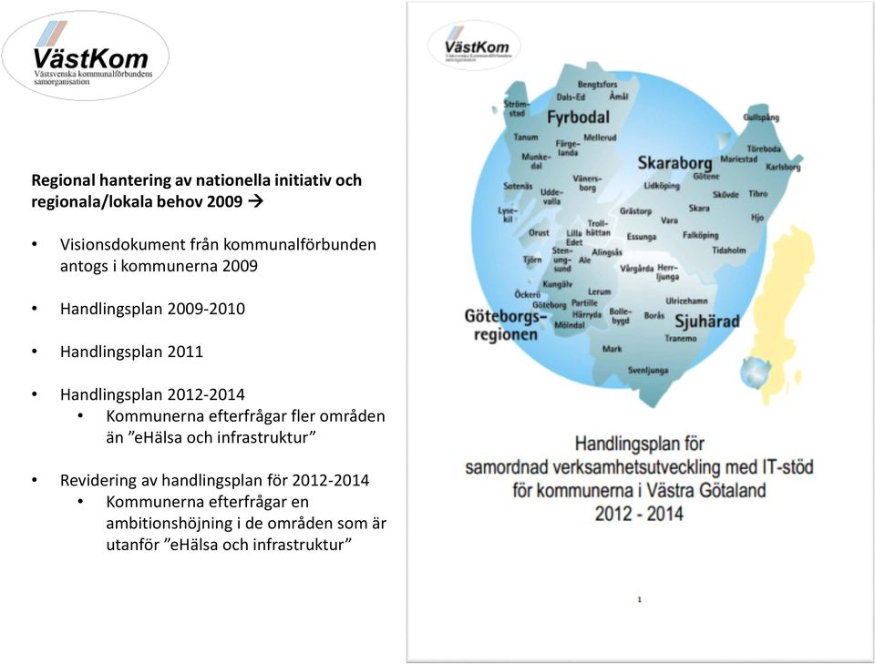 2012-2014 Kommunerna efterfrågar fler områden än ehälsa och infrastruktur Revidering av handlingsplan