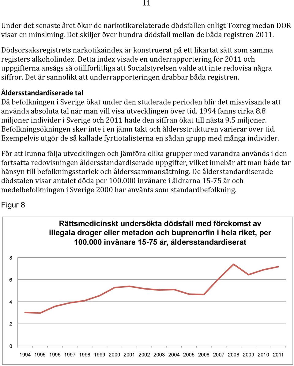 Detta index visade en underrapportering för 11 och uppgifterna ansågs så otillförlitliga att Socialstyrelsen valde att inte redovisa några siffror.