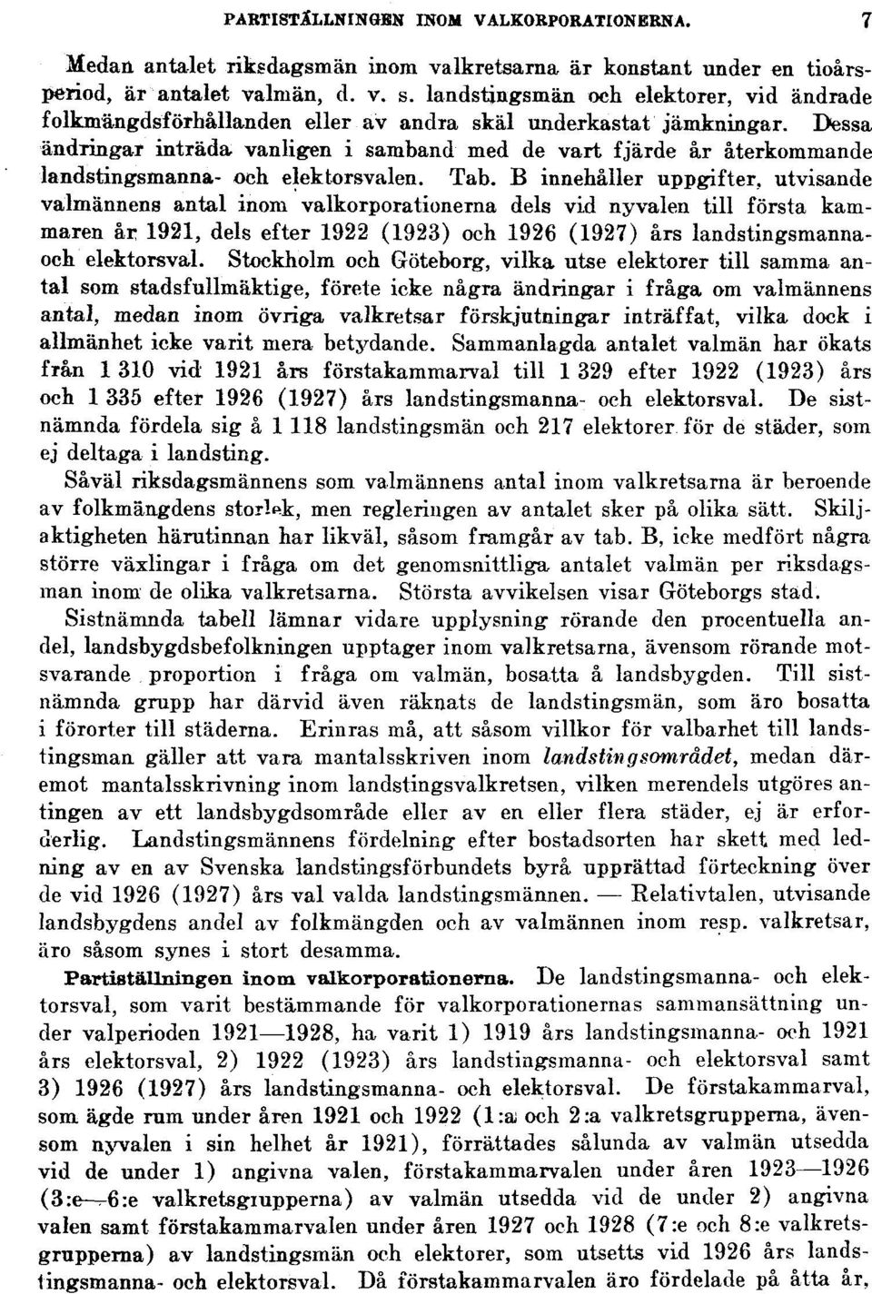 Dessa ändringar inträda vanligen i samband med de vart fjärde år återkommande landstingsmanna- och elektorsvalen. Tab.