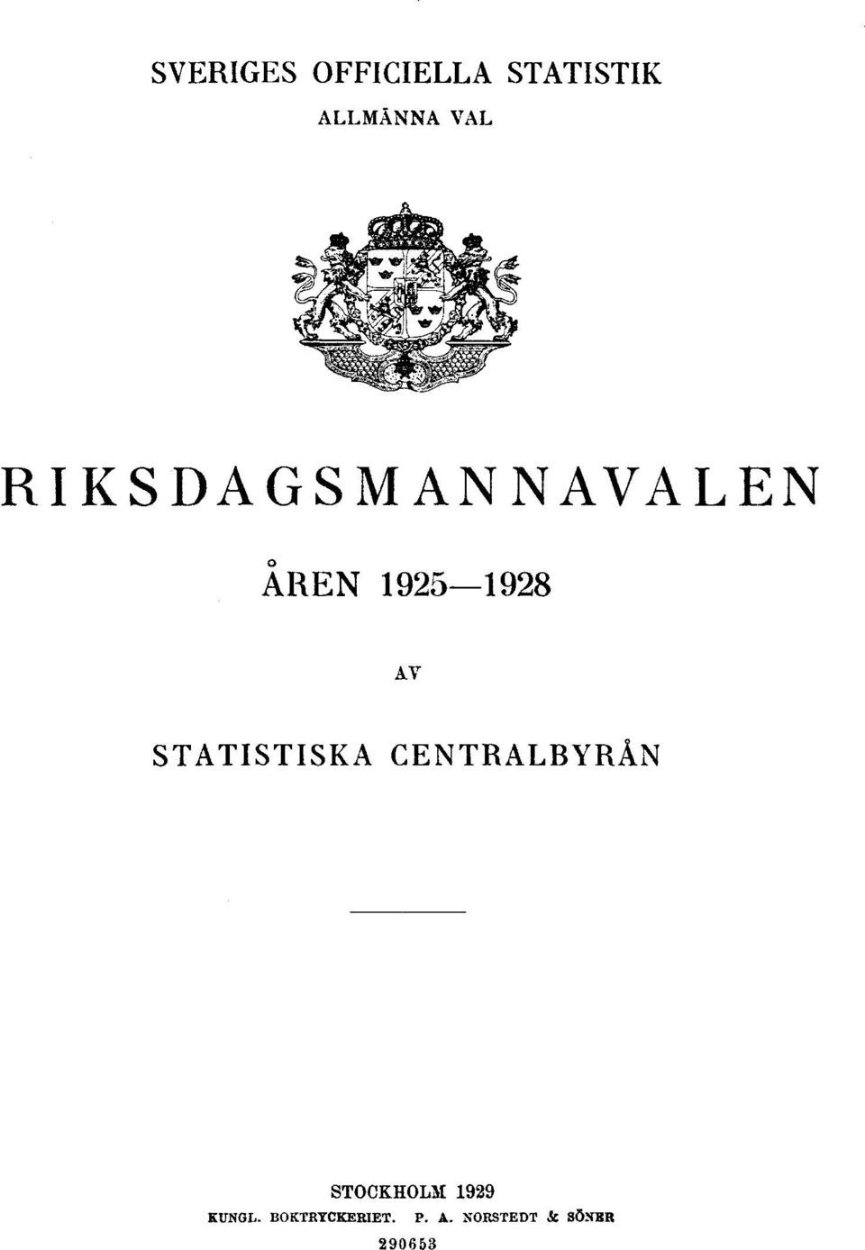 STATISTISKA CENTRALBYRÅN STOCKHOLM 1929