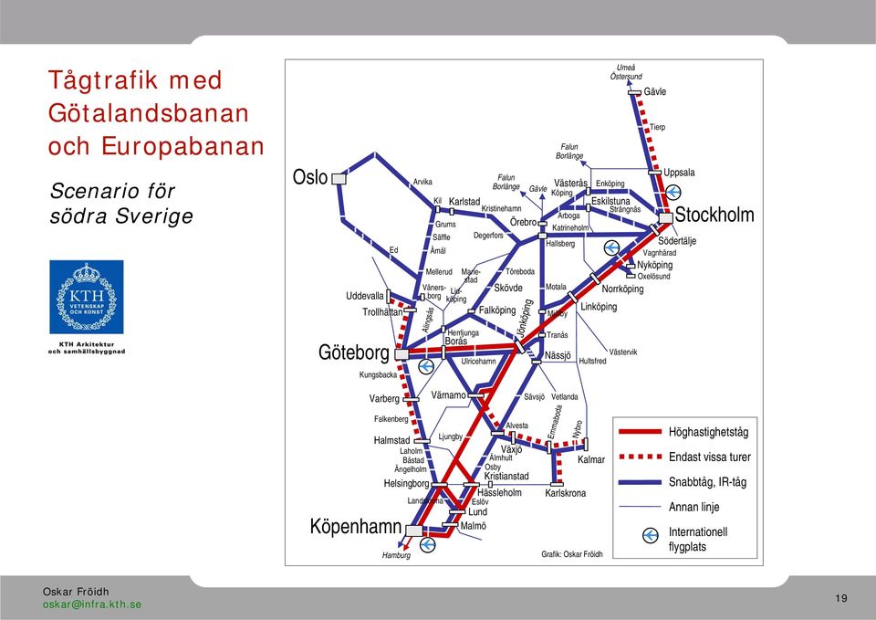 Skövde Falköping Jönköping Växjö Hässleholm Eslöv Älmhult Osby Örebro Töreboda Alvesta Kristianstad Falun Borlänge Gävle Köping Sävsjö Västerås Enköping Eskilstuna Hallsberg Motala Mjölby Tranås