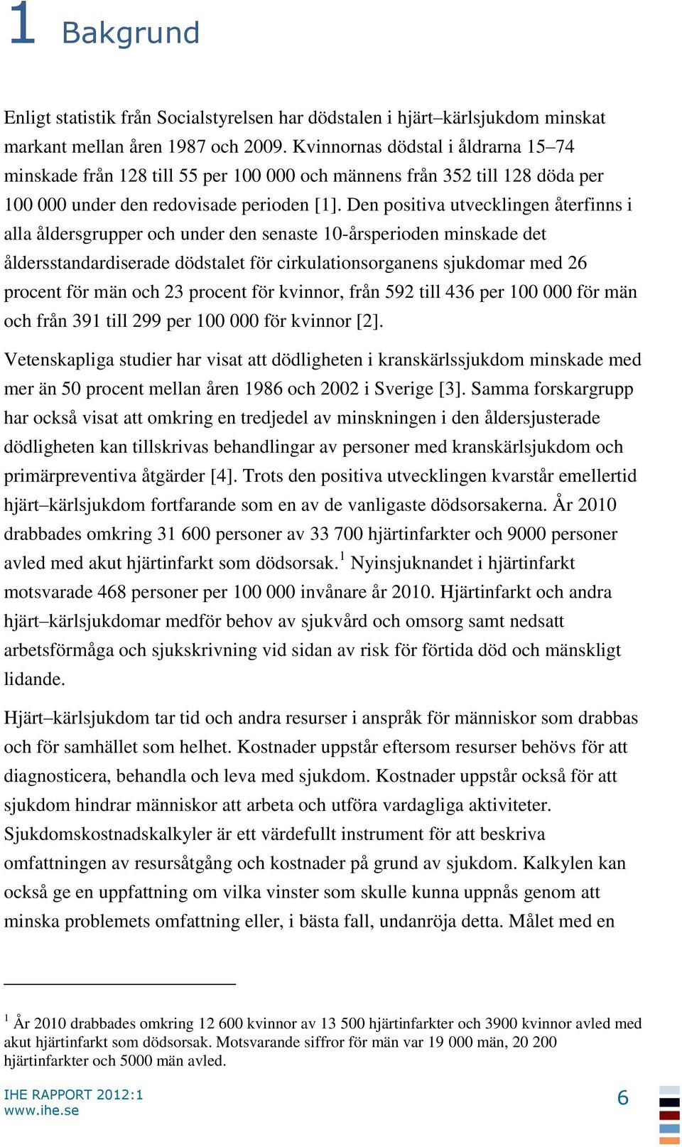 Den positiva utvecklingen återfinns i alla åldersgrupper och under den senaste 10-årsperioden minskade det åldersstandardiserade dödstalet för cirkulationsorganens sjukdomar med 26 procent för män