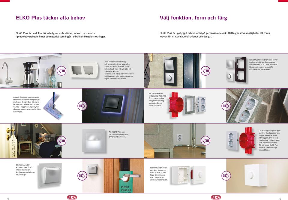 Detta ger stora möjligheter att möta kraven för materialkombinationer och design. Lysande dekorram kan monteras på strömställare och uttag och ge en elegant design.