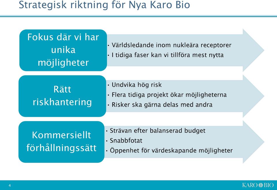 risk Flera tidiga projekt ökar möjligheterna Risker ska gärna delas med andra Kommersiellt