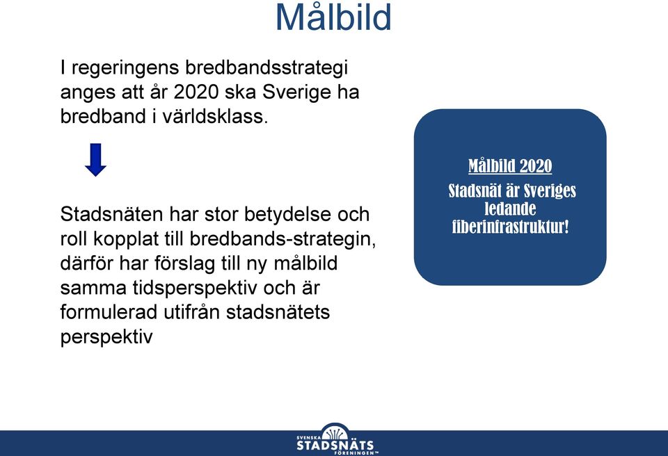 Stadsnäten har stor betydelse och roll kopplat till bredbands-strategin, därför har