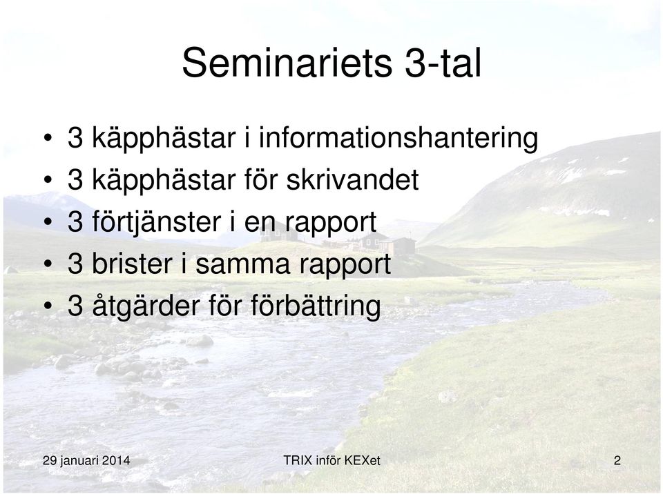3 förtjänster i en rapport 3 brister i samma