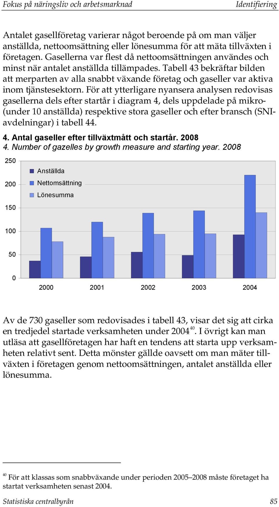 Tabell 43 bekräftar bilden att merparten av alla snabbt växande företag och gaseller var aktiva inom tjänstesektorn.