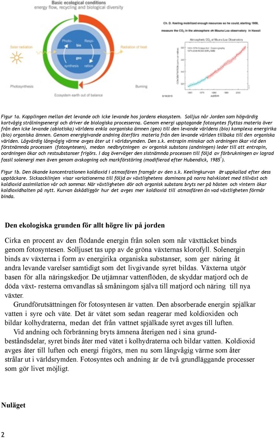ämnen. Genom energigivande andning återförs materia från den levande världen tillbaka