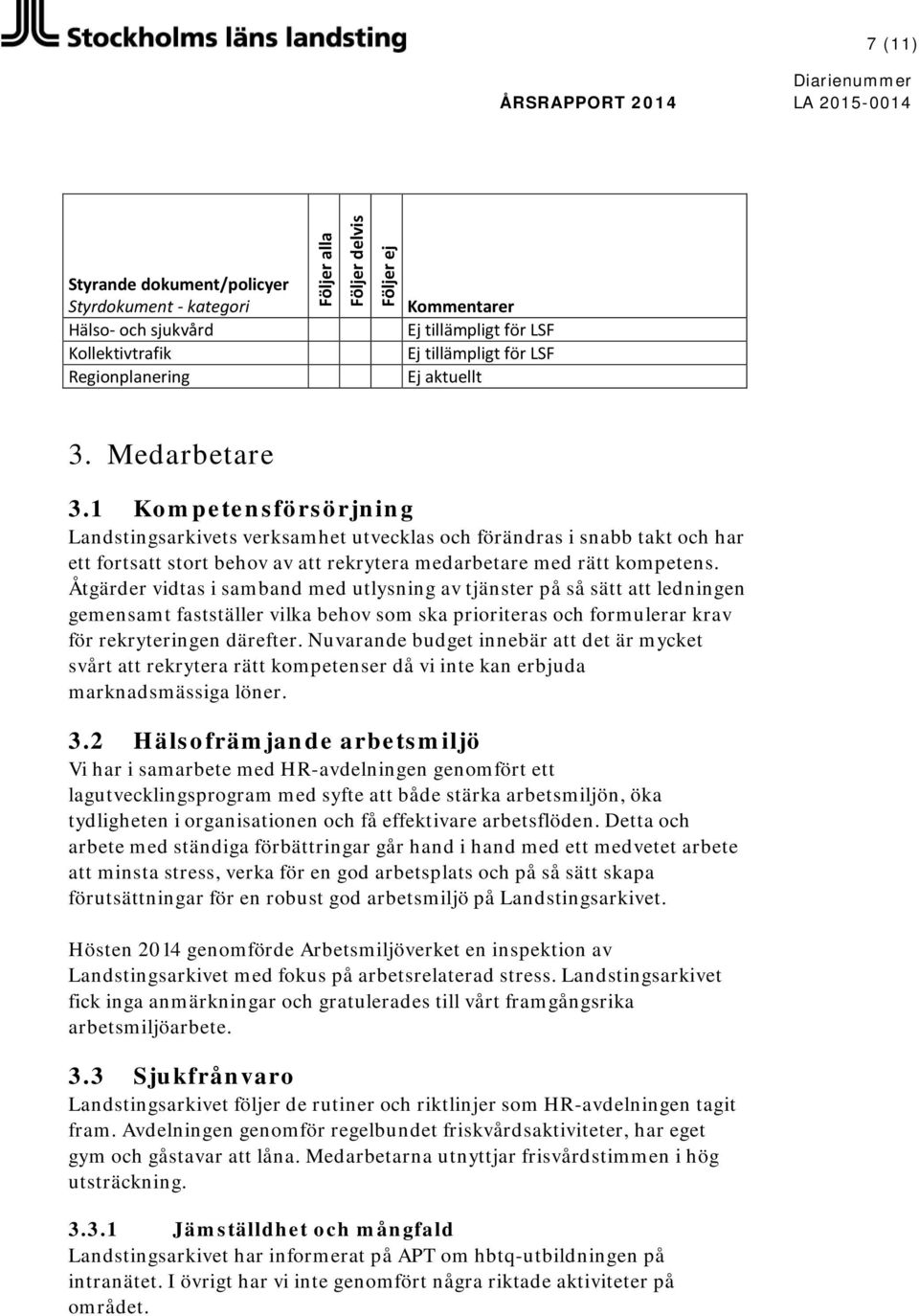 1 Kompetensförsörjning Landstingsarkivets verksamhet utvecklas och förändras i snabb takt och har ett fortsatt stort behov av att rekrytera medarbetare med rätt kompetens.