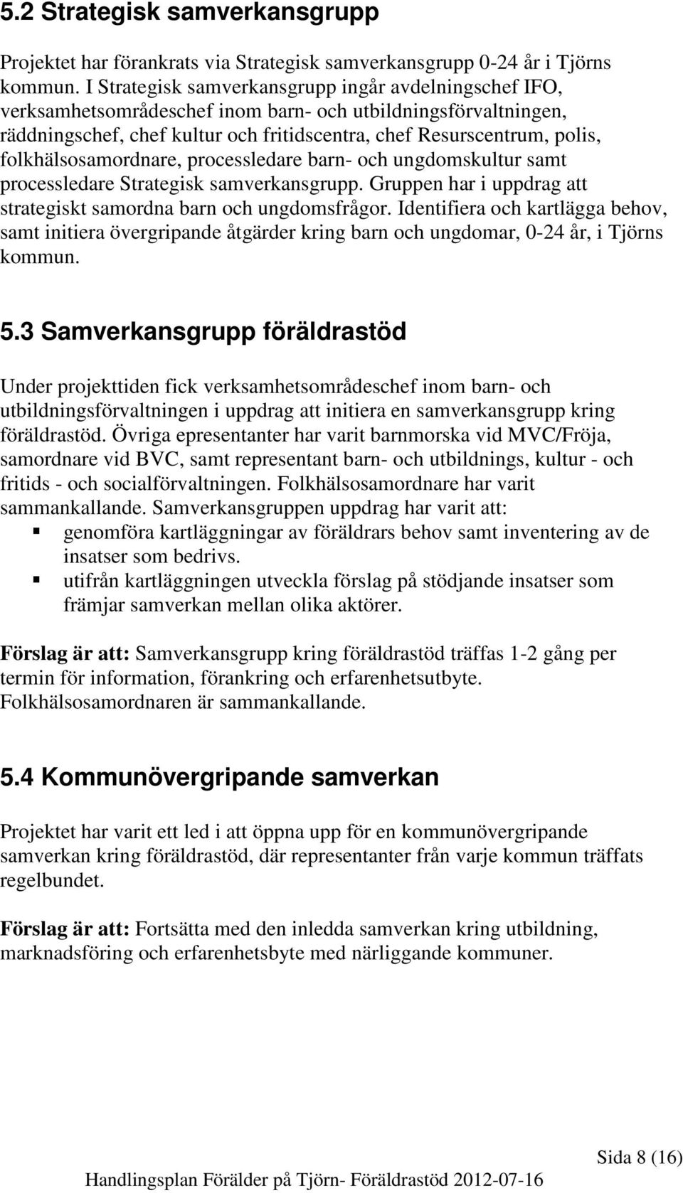 folkhälsosamordnare, processledare barn- och ungdomskultur samt processledare Strategisk samverkansgrupp. Gruppen har i uppdrag att strategiskt samordna barn och ungdomsfrågor.