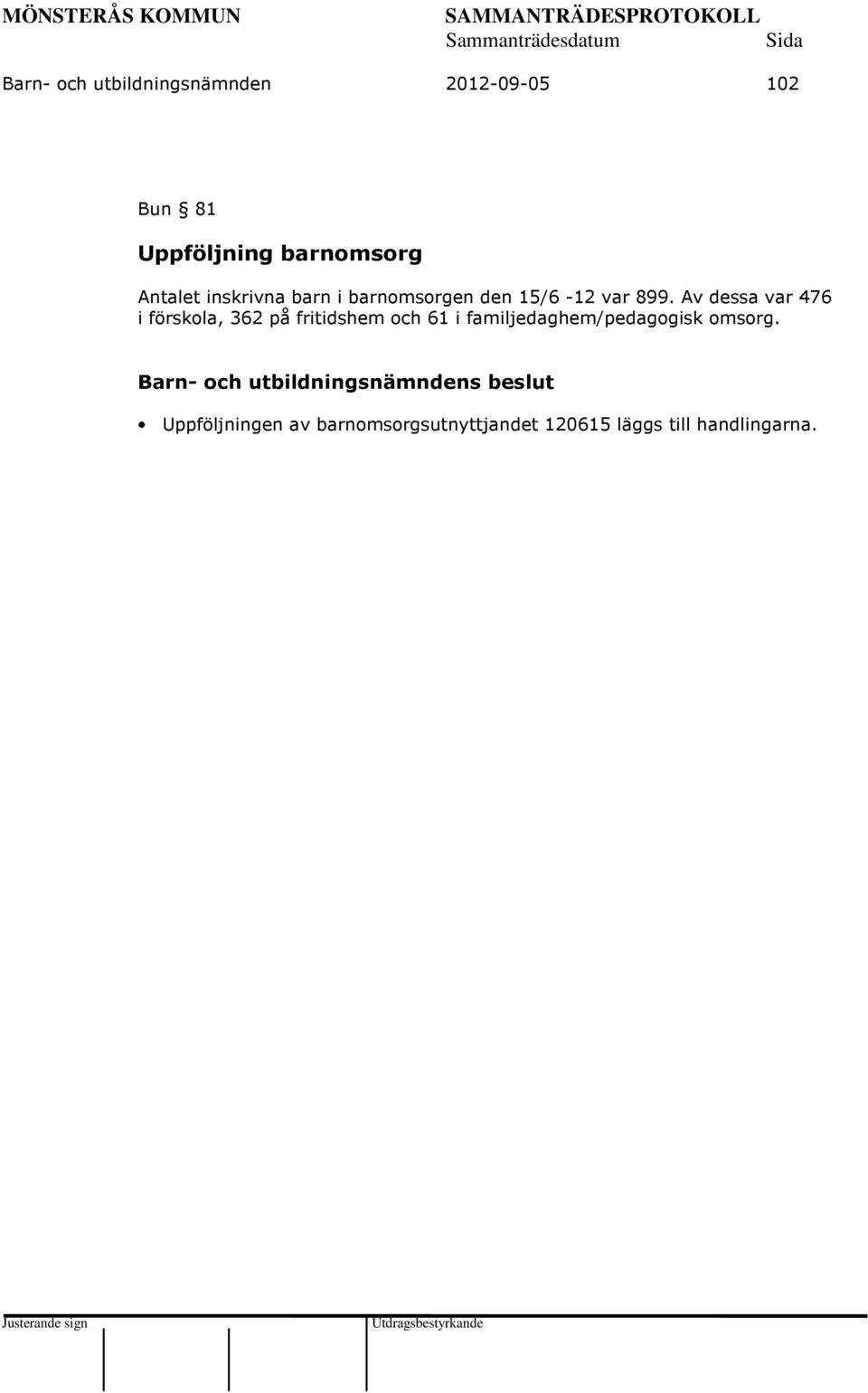 Av dessa var 476 i förskola, 362 på fritidshem och 61 i