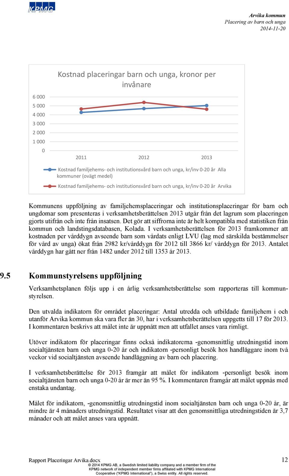 presenteras i verksamhetsberättelsen 2013 utgår från det lagrum som placeringen gjorts utifrån och inte från insatsen.