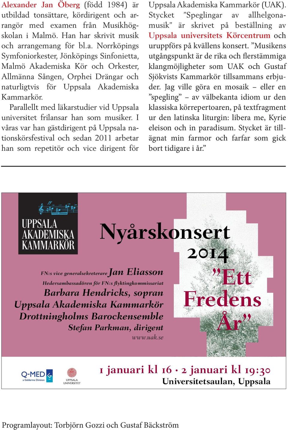 I våras var han gästdirigent på Uppsala nationskörsfestival och sedan 2011 arbetar han som repetitör och vice dirigent för Uppsala Akademiska Kammarkör (UAK).