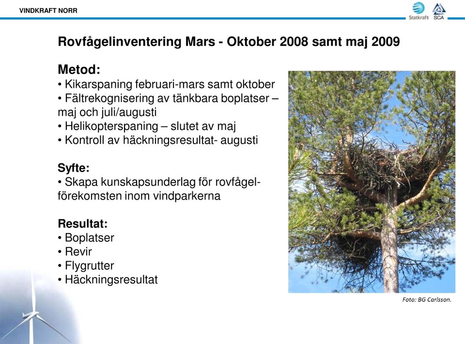 Helikopterspaning slutet av maj Kontroll av häckningsresultat- augusti Syfte: Skapa