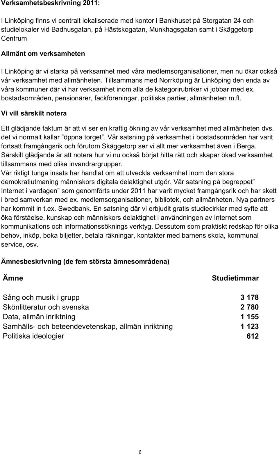 Tillsammans med Norrköping är Linköping den enda av våra kommuner där vi har verksamhet inom alla de kategorirubriker vi jobbar med ex.