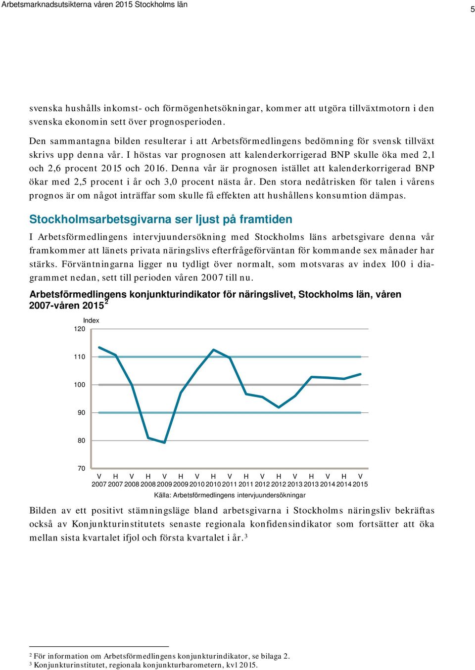 I höstas var prognosen att kalenderkorrigerad BNP skulle öka med 2,1 och 2,6 procent 2015 och 2016.