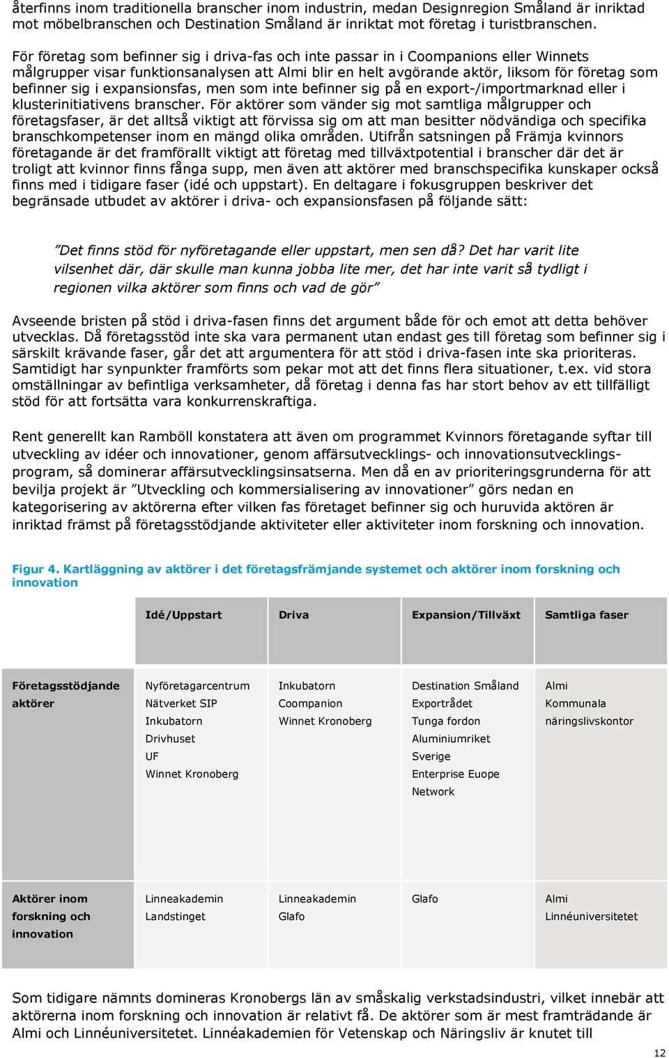 expansionsfas, men som inte befinner sig på en export-/importmarknad eller i klusterinitiativens branscher.