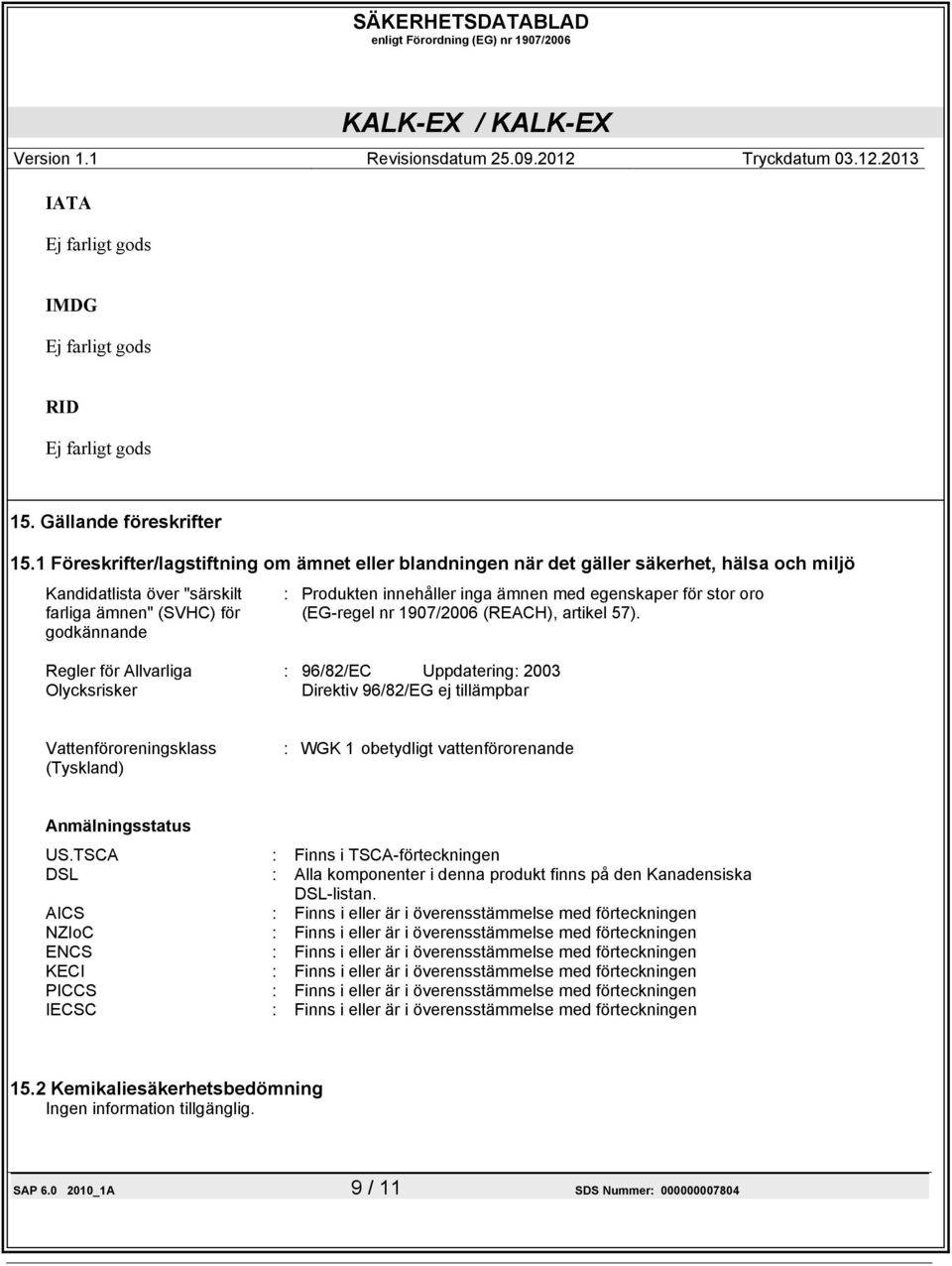 med egenskaper för stor oro (EG-regel nr 1907/2006 (REACH), artikel 57).
