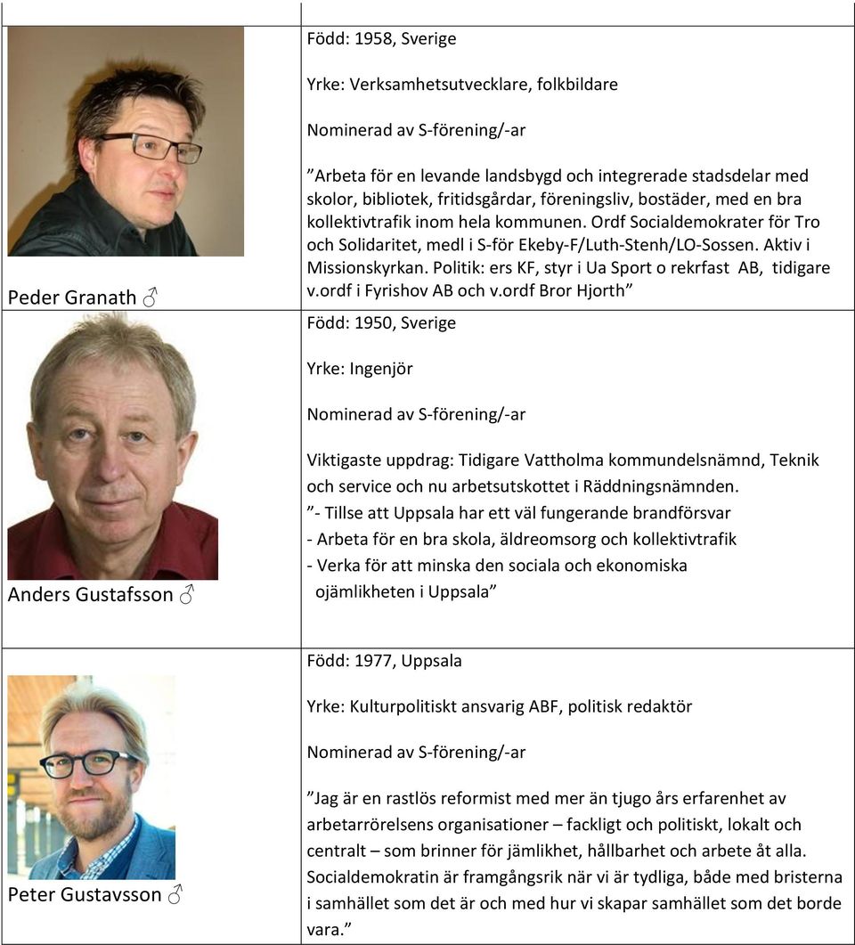 Politik: ers KF, styr i Ua Sport o rekrfast AB, tidigare v.ordf i Fyrishov AB och v.
